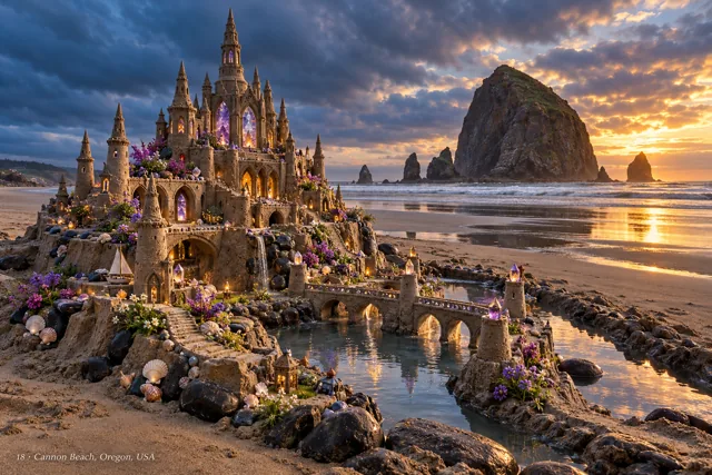 An imaginative sandcastle artwork from the beach and fantasy castle collection.