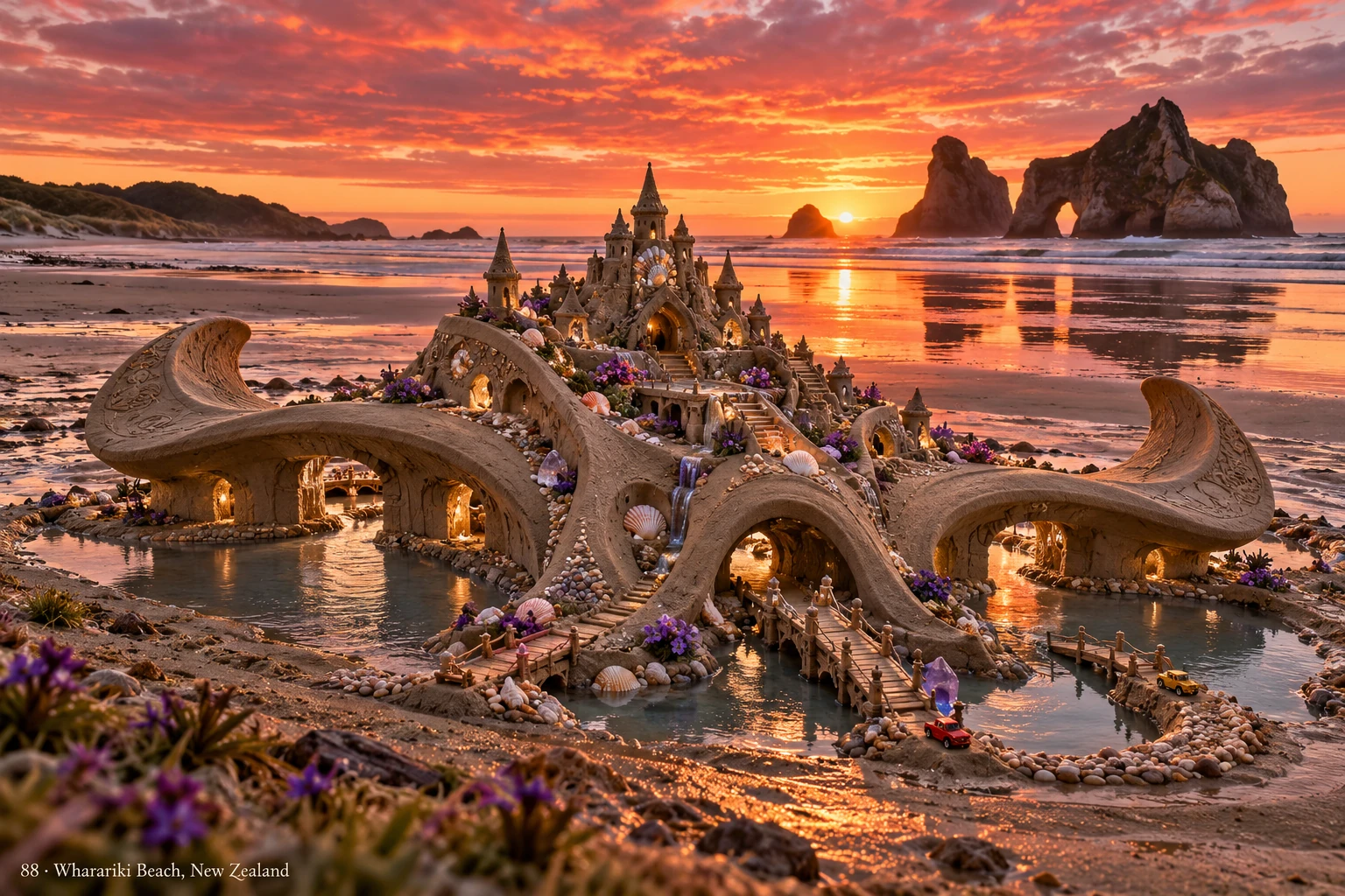 An imaginative sandcastle artwork from the beach and fantasy castle collection.