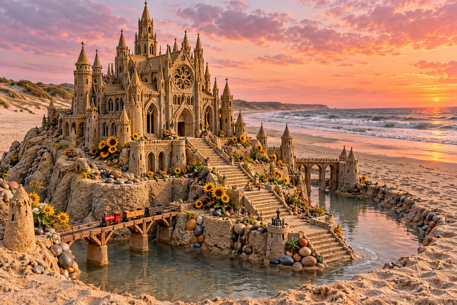 An imaginative sandcastle artwork from the beach and fantasy castle collection.