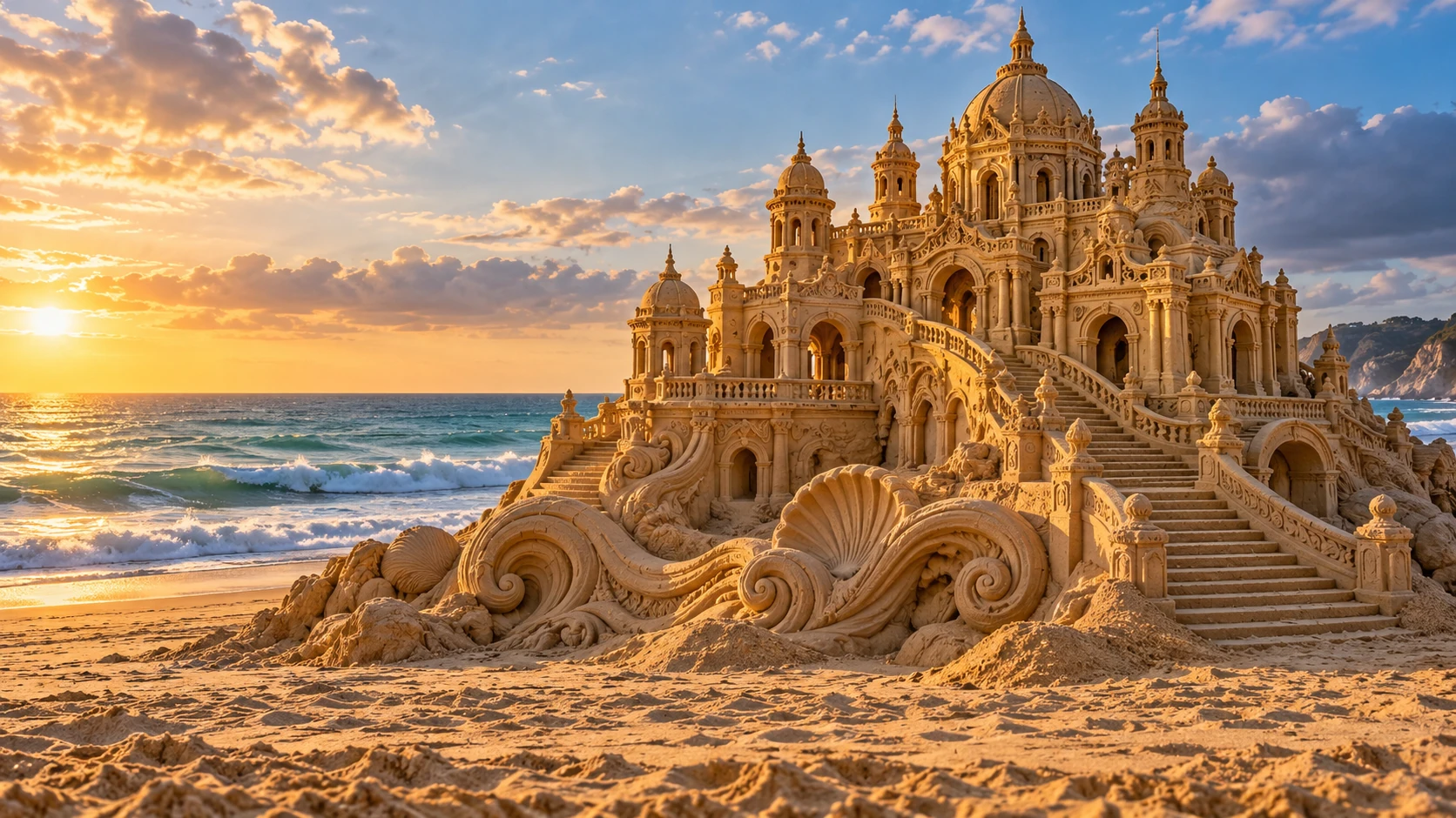 An imaginative sandcastle artwork from the beach and fantasy castle collection.