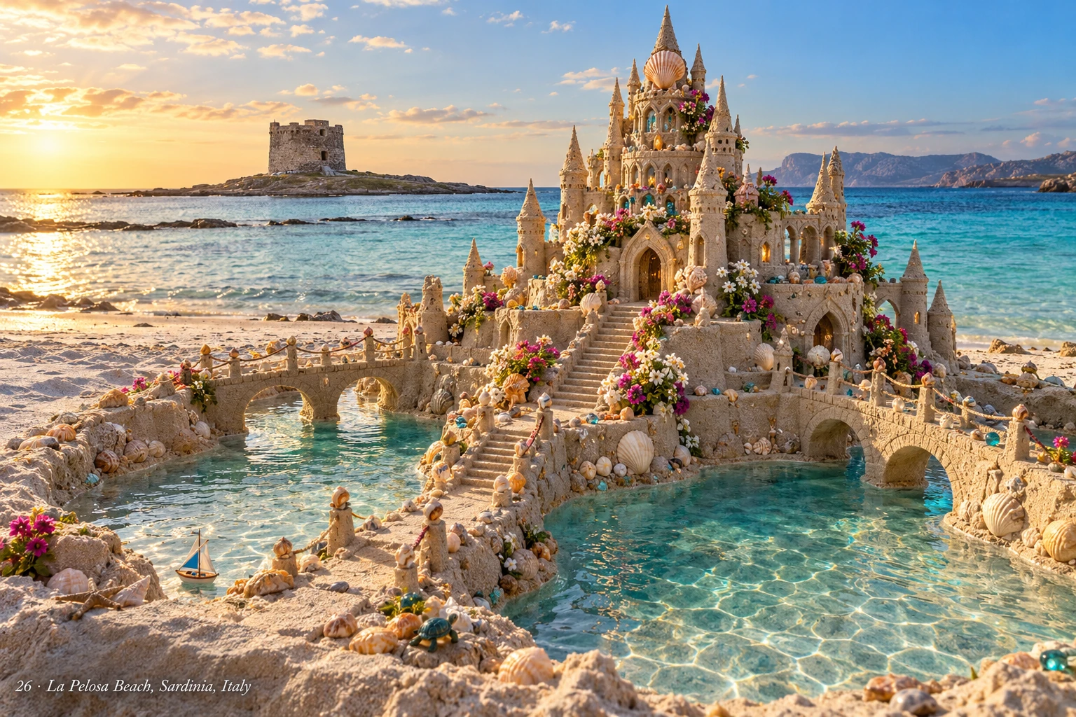 An imaginative sandcastle artwork from the beach and fantasy castle collection.