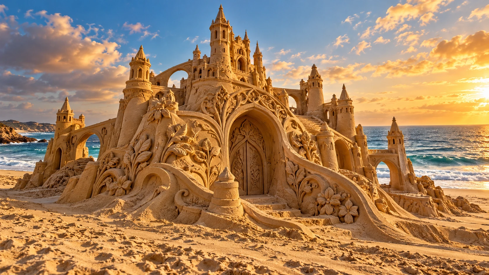 An imaginative sandcastle artwork from the beach and fantasy castle collection.