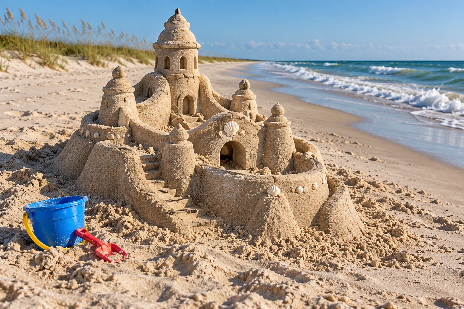 An imaginative sandcastle artwork from the beach and fantasy castle collection.