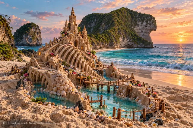 An imaginative sandcastle artwork from the beach and fantasy castle collection.