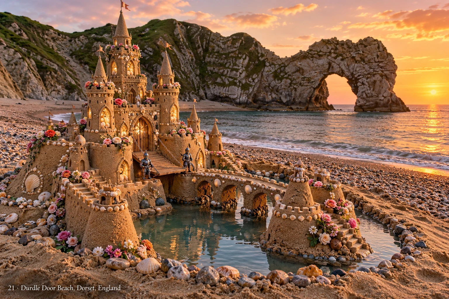 An imaginative sandcastle artwork from the beach and fantasy castle collection.
