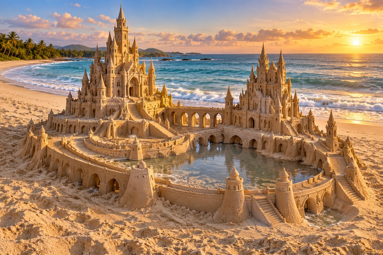 An imaginative sandcastle artwork from the beach and fantasy castle collection.