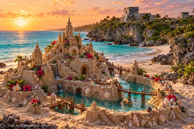 An imaginative sandcastle artwork from the beach and fantasy castle collection.