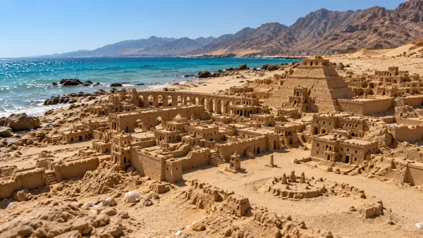Sprawling Miniature Sand City by the Sea.