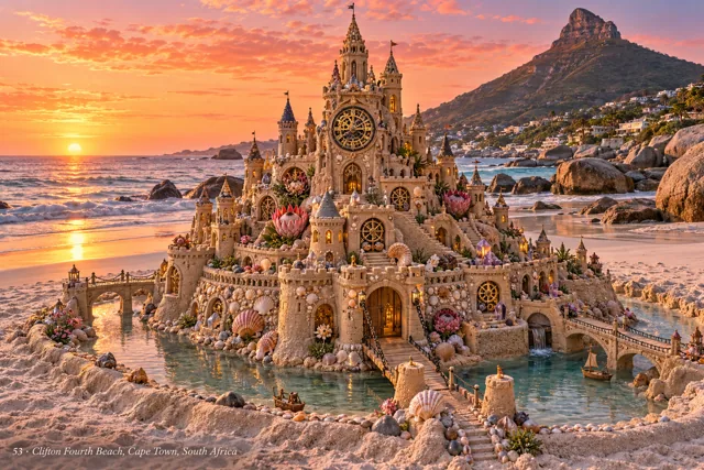 An imaginative sandcastle artwork from the beach and fantasy castle collection.