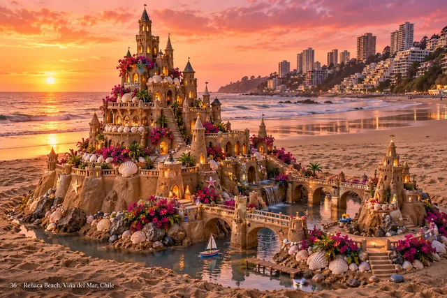An imaginative sandcastle artwork from the beach and fantasy castle collection.