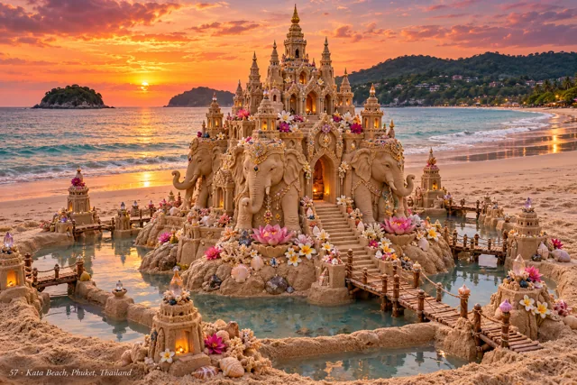 An imaginative sandcastle artwork from the beach and fantasy castle collection.