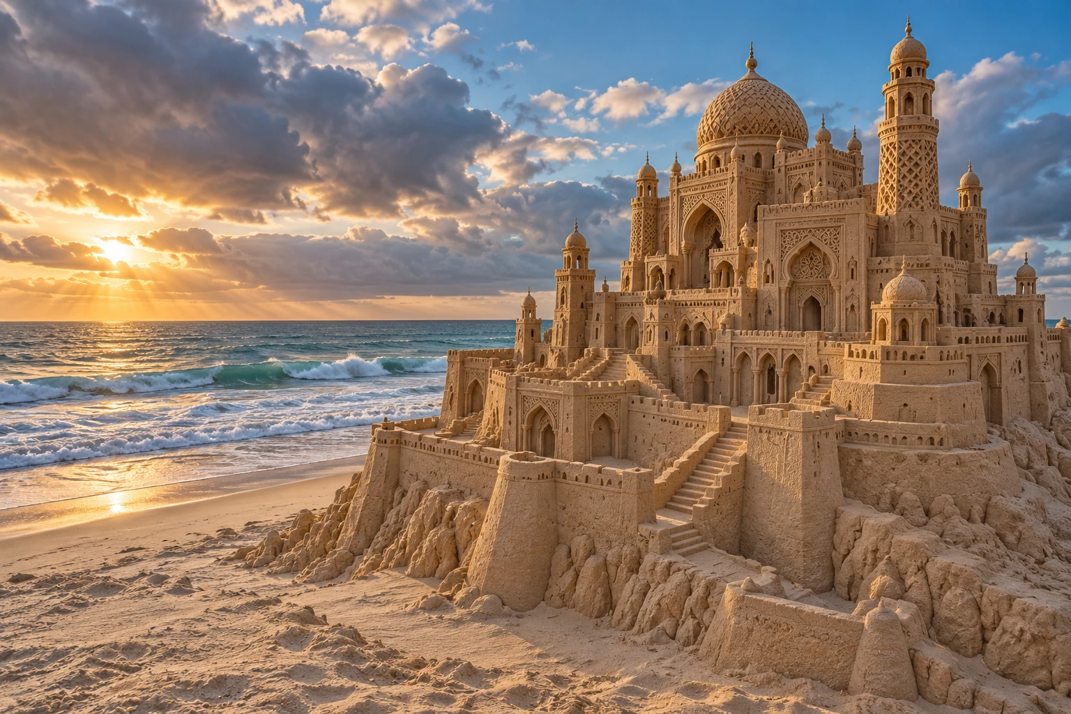 An imaginative sandcastle artwork from the beach and fantasy castle collection.