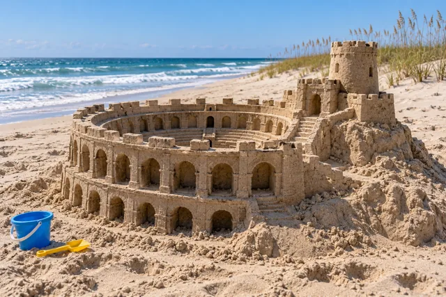 An imaginative sandcastle artwork from the beach and fantasy castle collection.