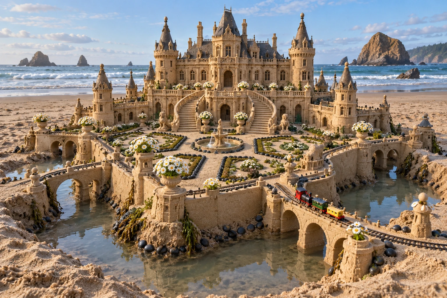 An imaginative sandcastle artwork from the beach and fantasy castle collection.