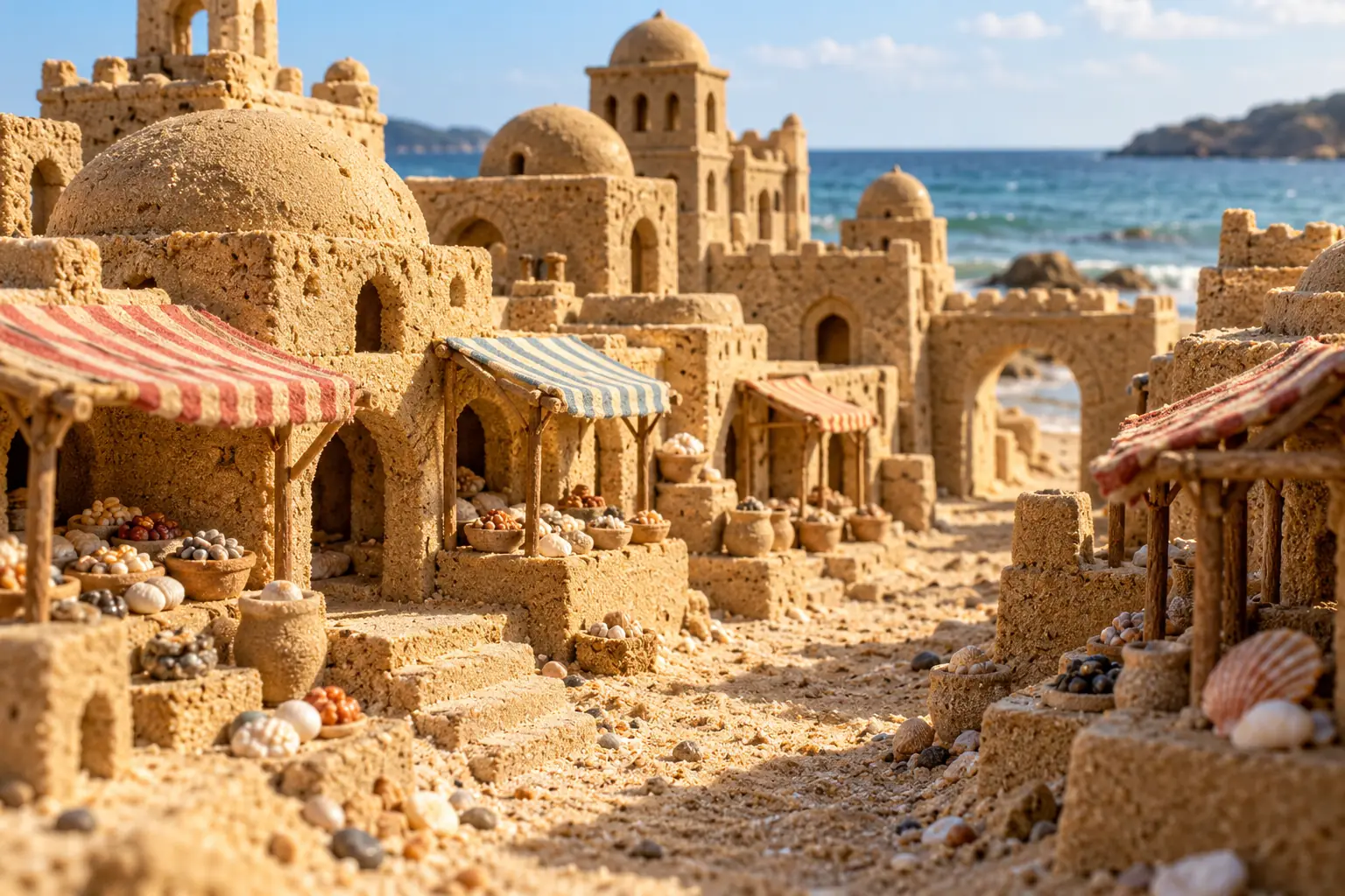 Domped Sand Bazaar by the Sea.
