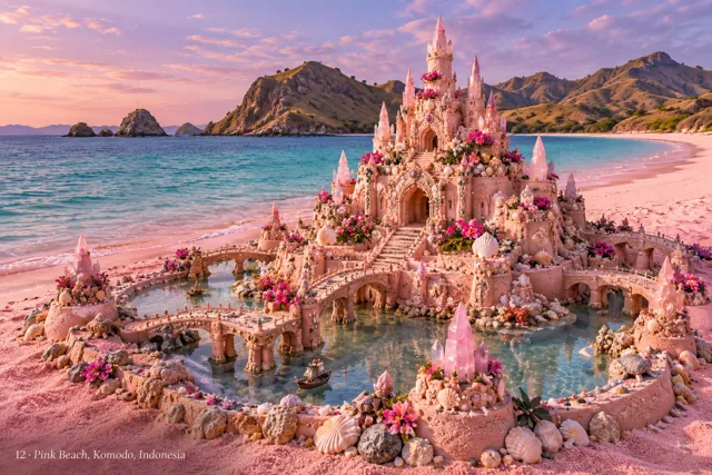 An imaginative sandcastle artwork from the beach and fantasy castle collection.