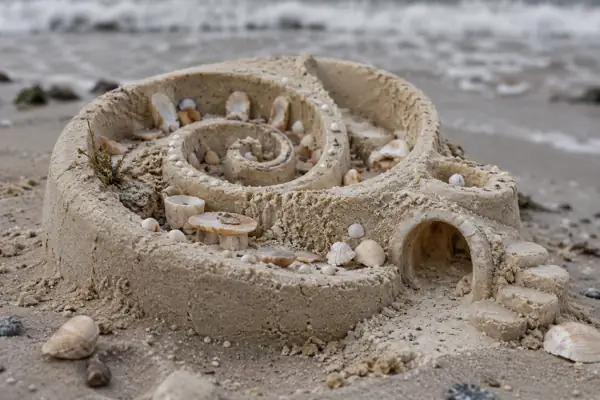 Nautilus Sand Home on an Overcast Shore.