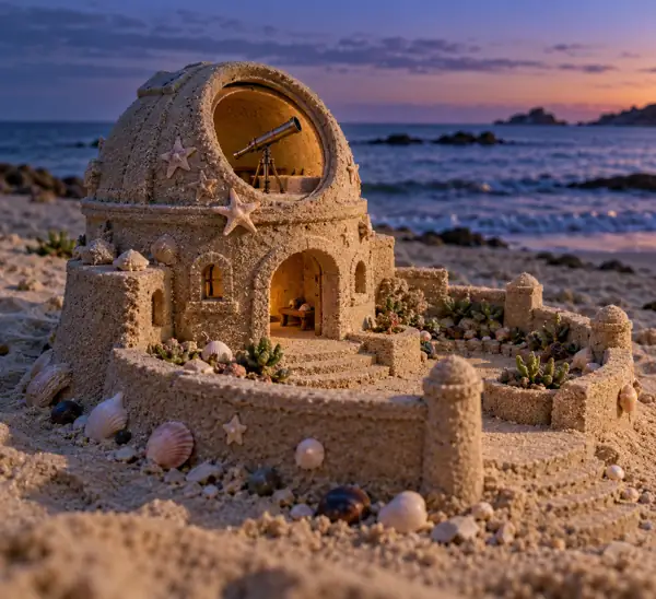 Dusk Sand Observatory on an Indigo Beach.