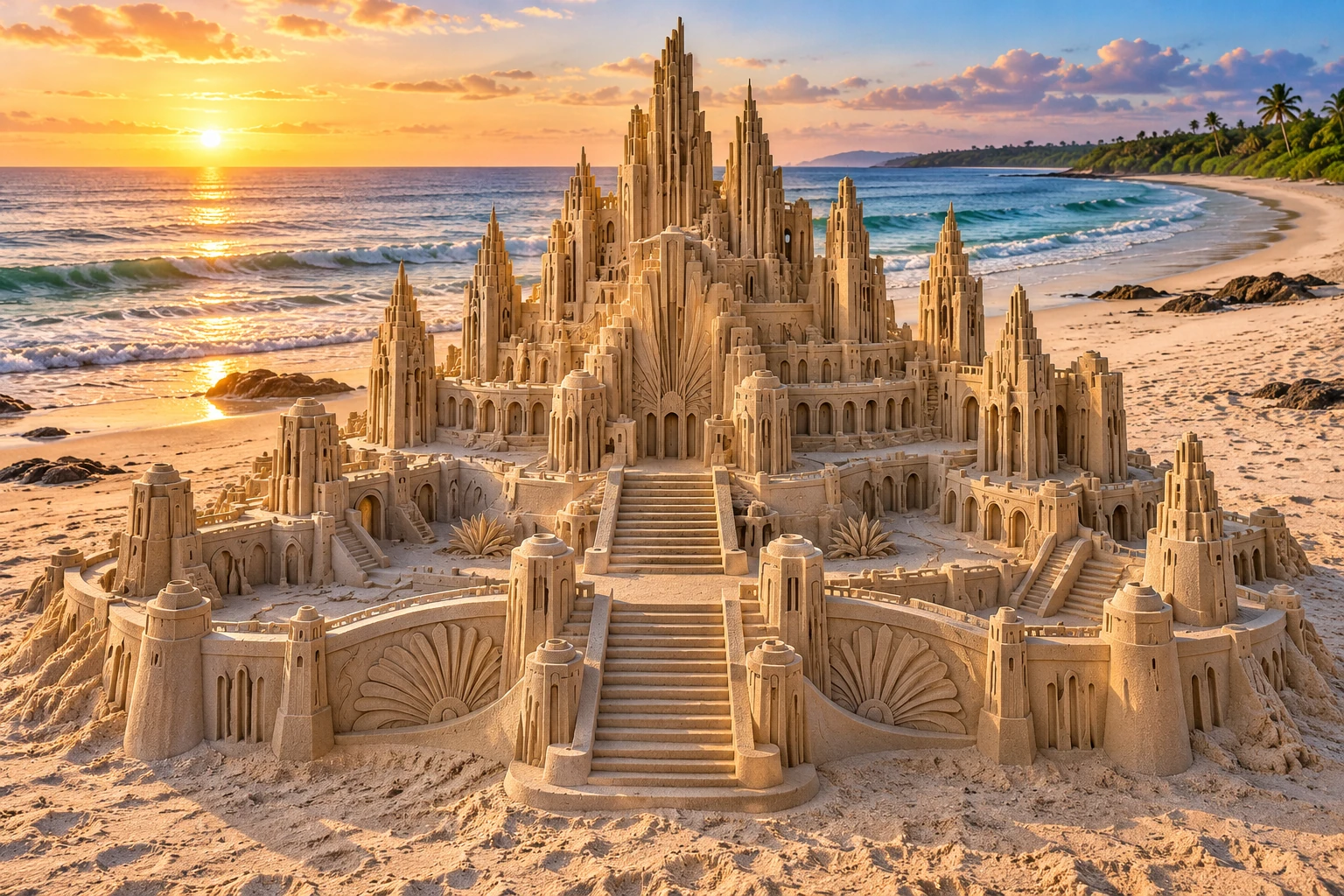 An imaginative sandcastle artwork from the beach and fantasy castle collection.