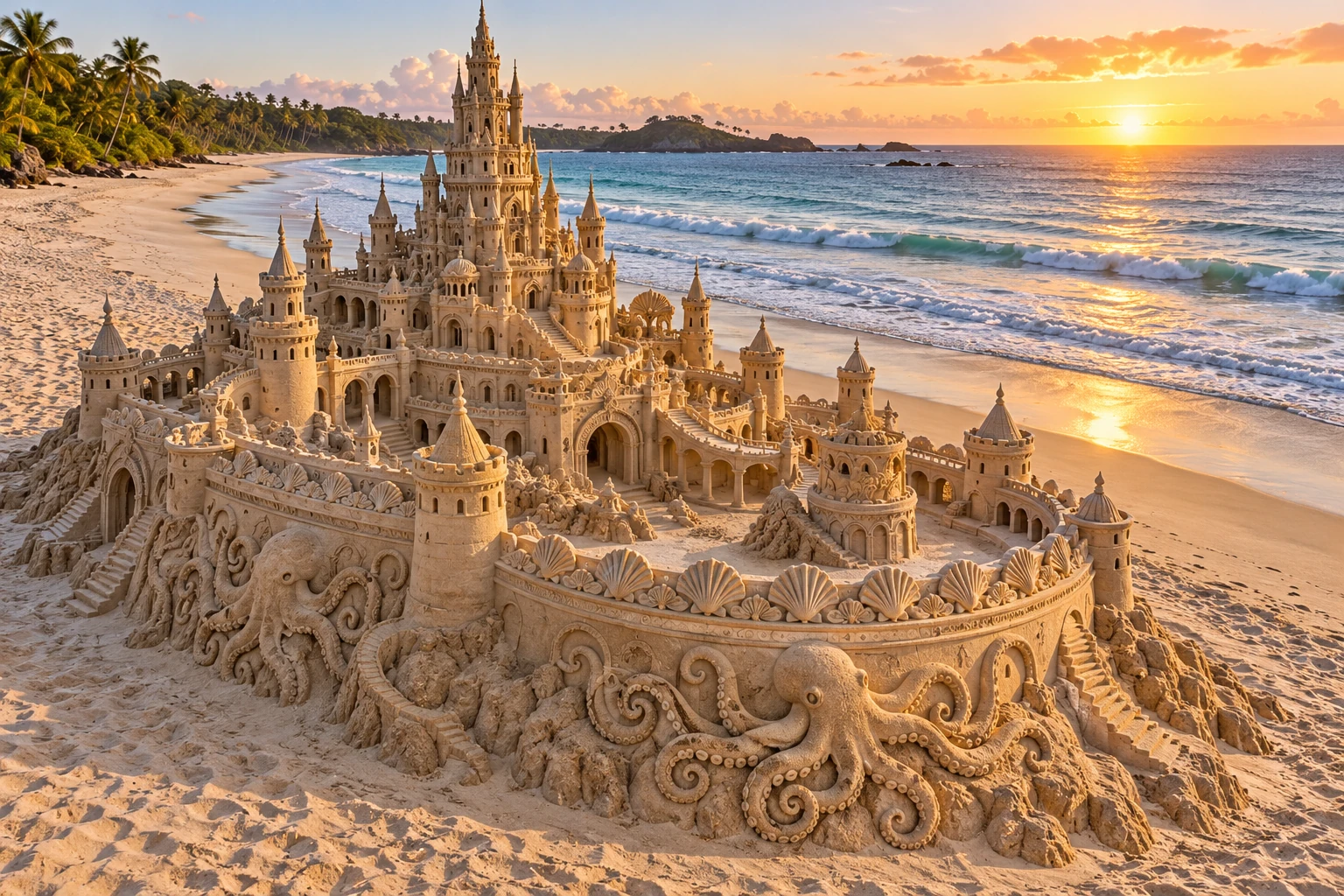 An imaginative sandcastle artwork from the beach and fantasy castle collection.