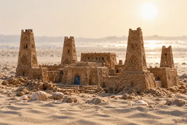 Miniature Sand Kasbah in Heat Haze.