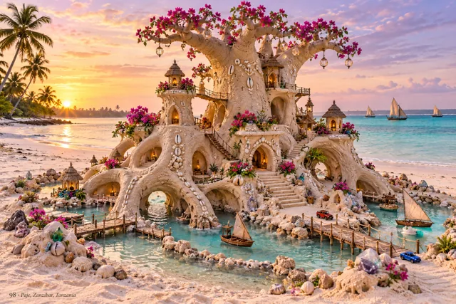 An imaginative sandcastle artwork from the beach and fantasy castle collection.