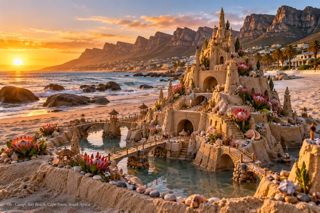 An imaginative sandcastle artwork from the beach and fantasy castle collection.