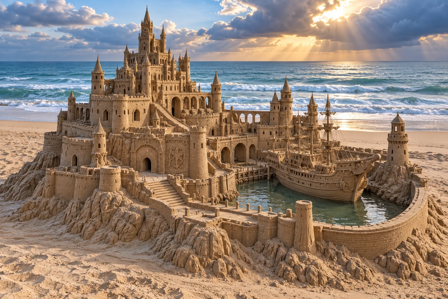 An imaginative sandcastle artwork from the beach and fantasy castle collection.