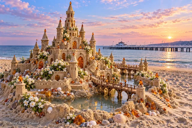 An imaginative sandcastle artwork from the beach and fantasy castle collection.