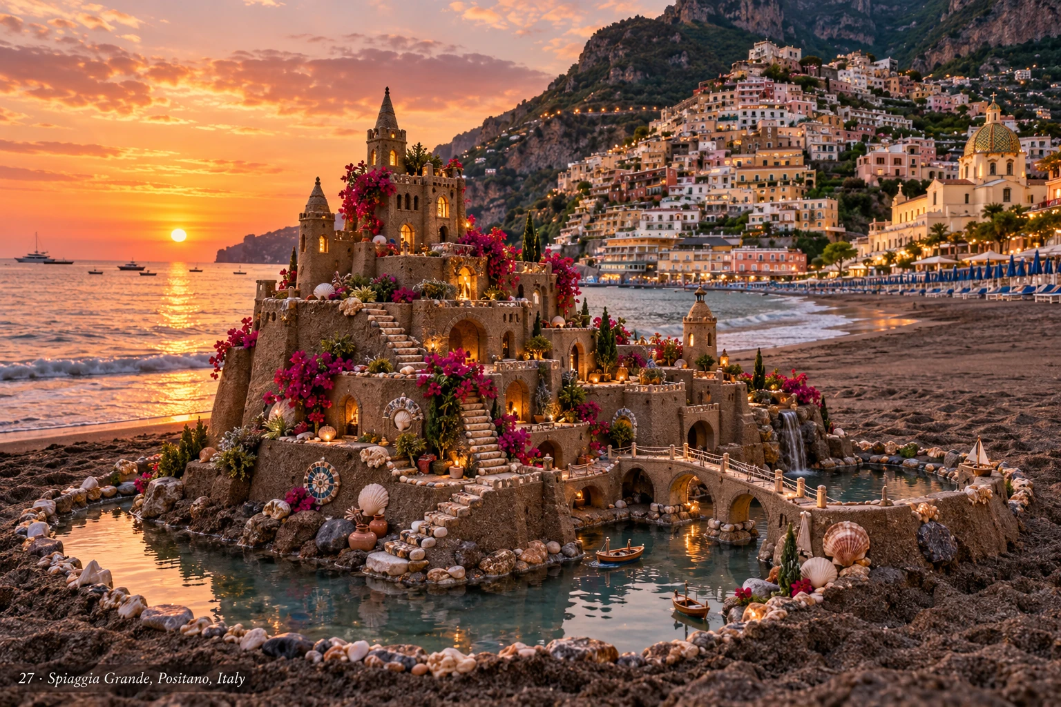 An imaginative sandcastle artwork from the beach and fantasy castle collection.