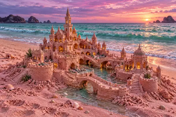 Pink Sand Venetian Castle by Violet Seas.