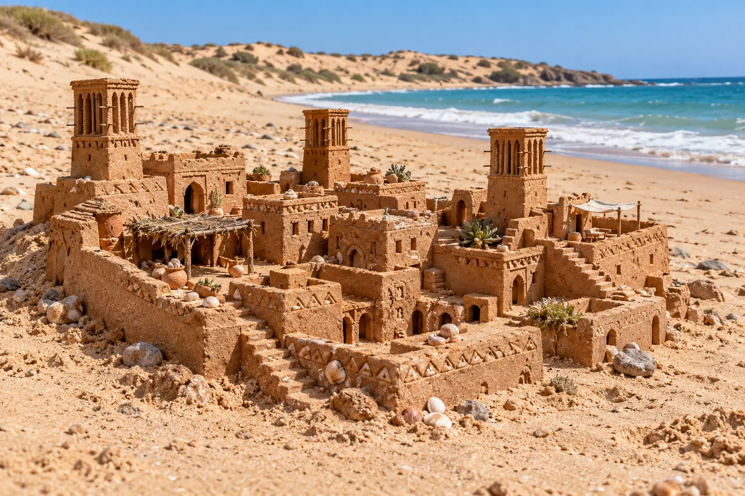 Red-Sand Windcatcher Village by the Sea.
