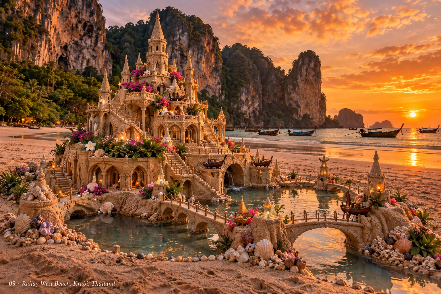 An imaginative sandcastle artwork from the beach and fantasy castle collection.