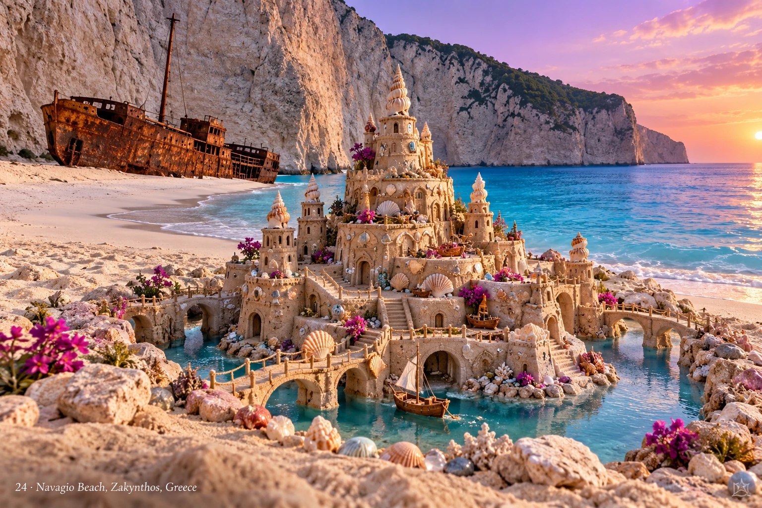 An imaginative sandcastle artwork from the beach and fantasy castle collection.