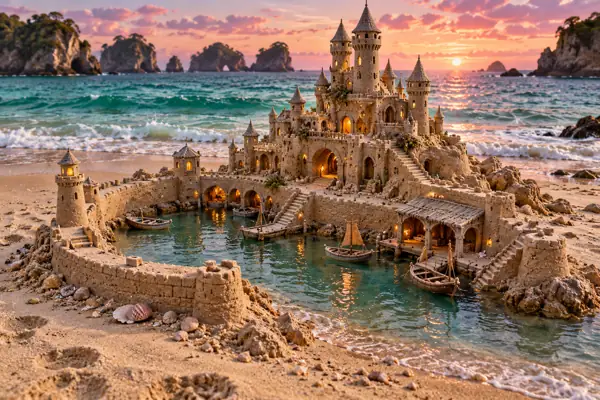 Cream Sand Harbor Castle by Emerald Surf.
