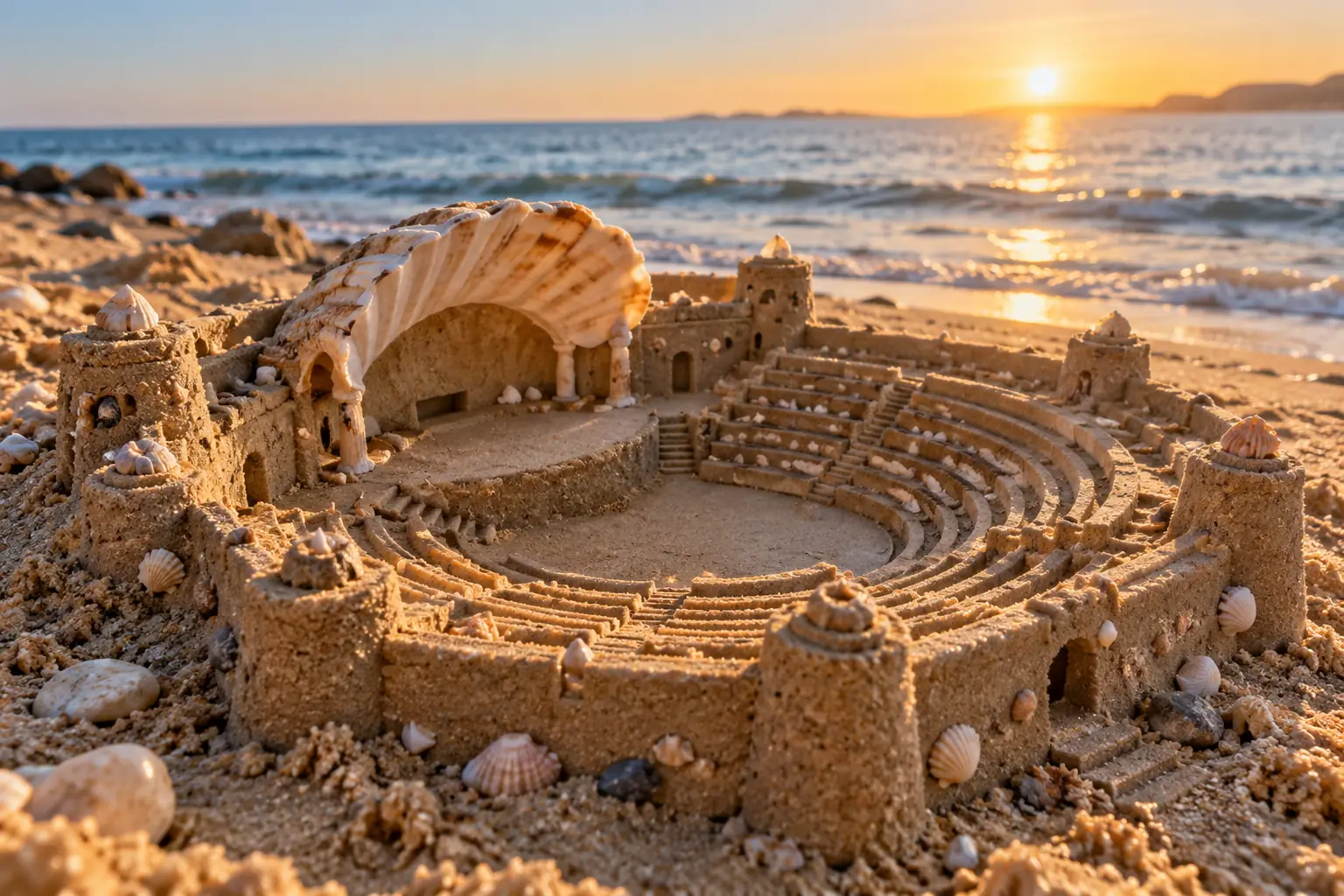 Scallop Shell Sand Amphitheater at Sunrise.