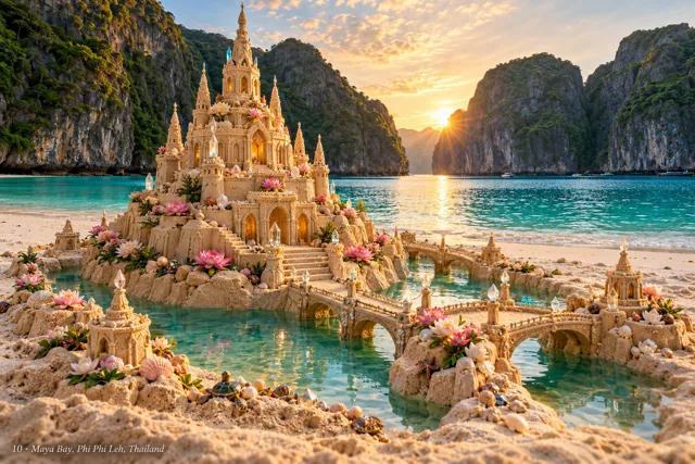An imaginative sandcastle artwork from the beach and fantasy castle collection.