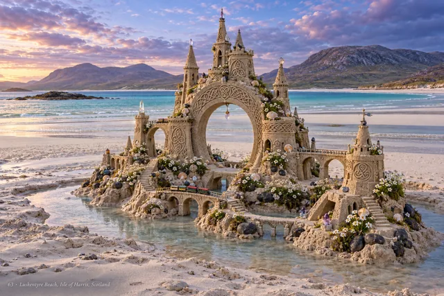 An imaginative sandcastle artwork from the beach and fantasy castle collection.