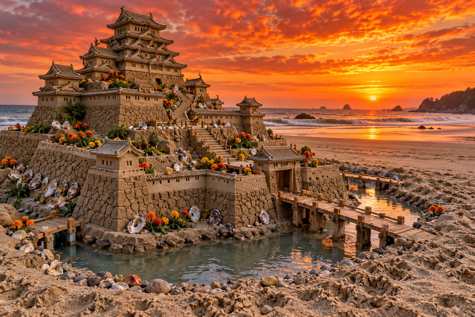An imaginative sandcastle artwork from the beach and fantasy castle collection.