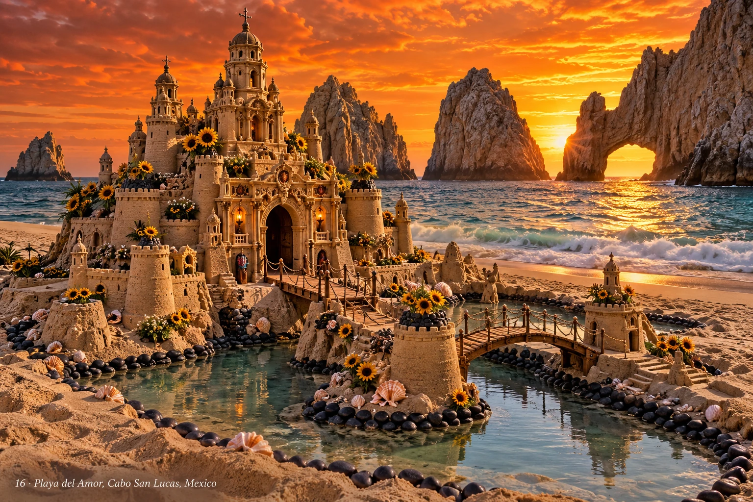 An imaginative sandcastle artwork from the beach and fantasy castle collection.