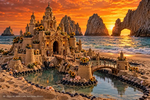 An imaginative sandcastle artwork from the beach and fantasy castle collection.
