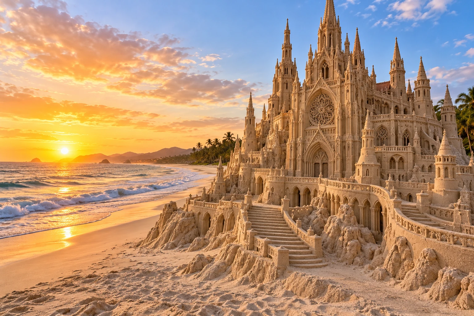 An imaginative sandcastle artwork from the beach and fantasy castle collection.