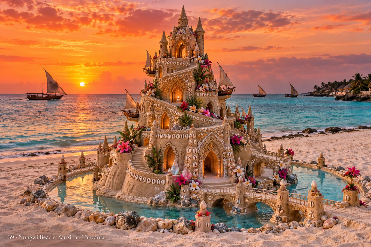 An imaginative sandcastle artwork from the beach and fantasy castle collection.