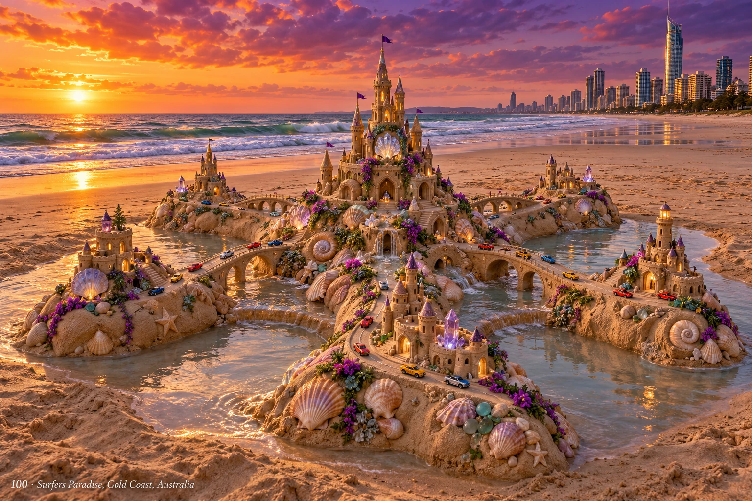 An imaginative sandcastle artwork from the beach and fantasy castle collection.
