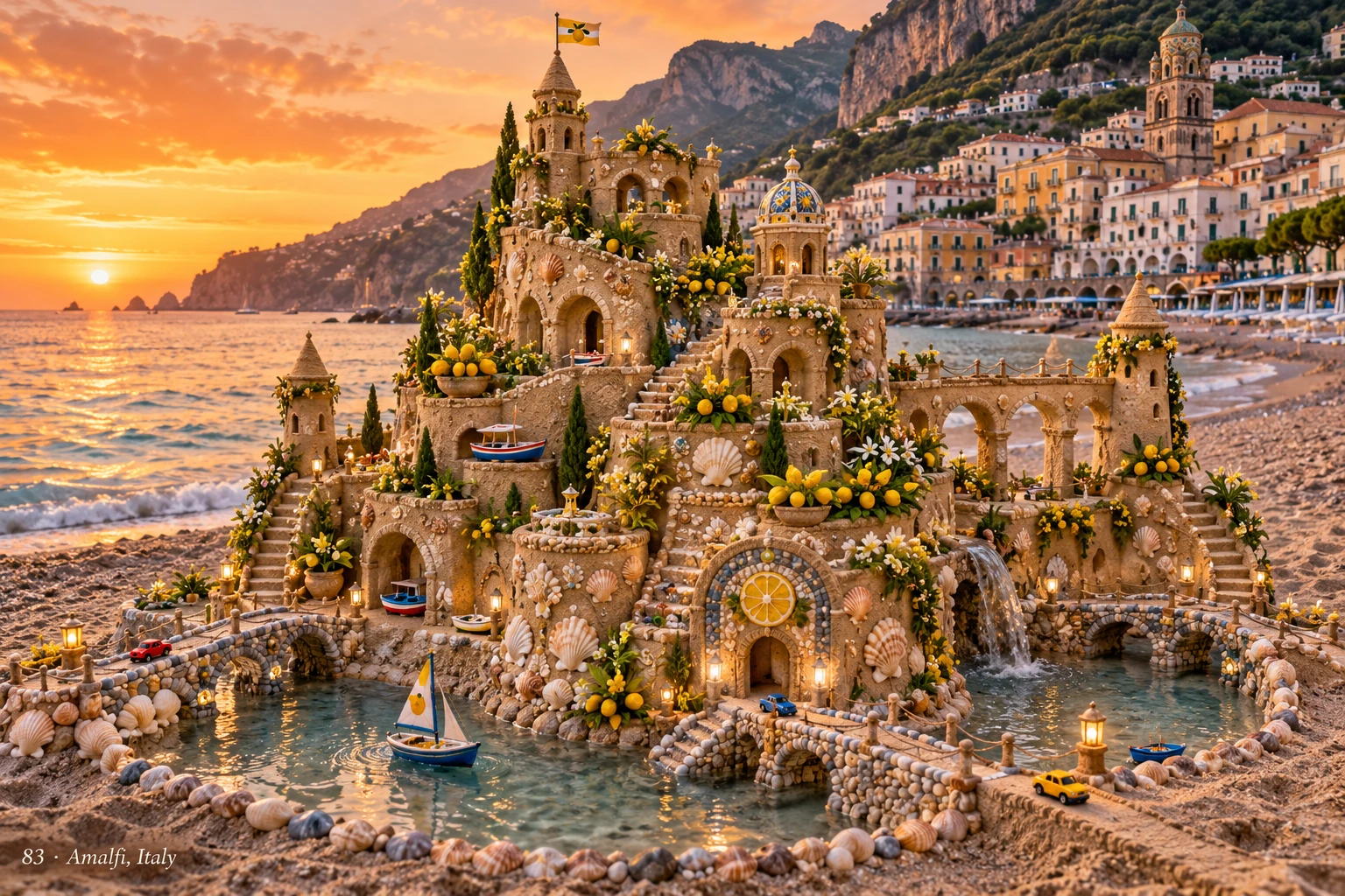 An imaginative sandcastle artwork from the beach and fantasy castle collection.