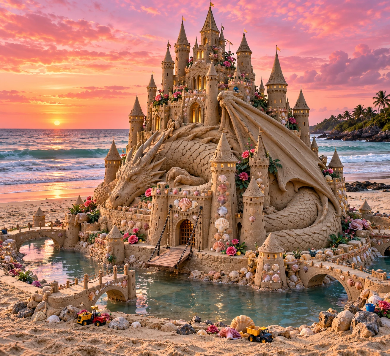 An imaginative sandcastle artwork from the beach and fantasy castle collection.
