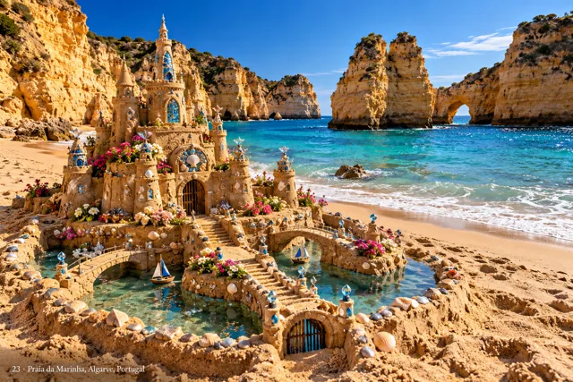 An imaginative sandcastle artwork from the beach and fantasy castle collection.