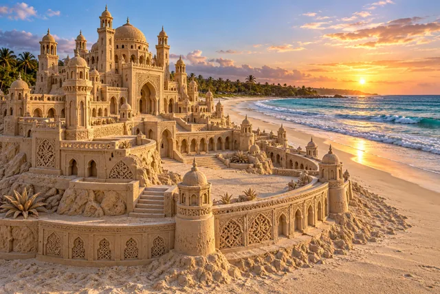 An imaginative sandcastle artwork from the beach and fantasy castle collection.