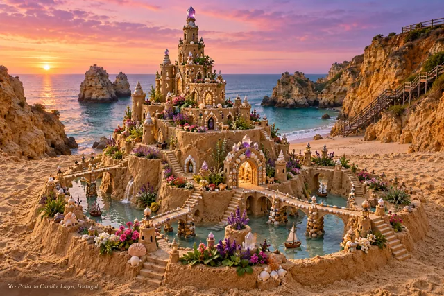 An imaginative sandcastle artwork from the beach and fantasy castle collection.