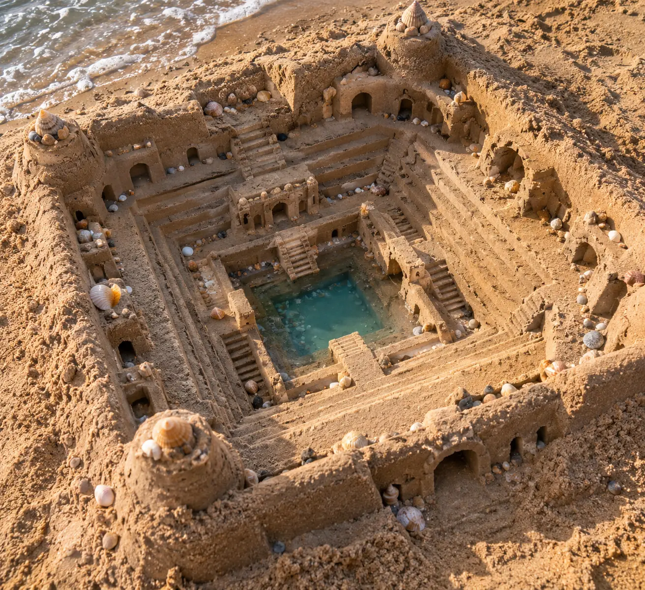 Concentric Sand Palace by the Tide.